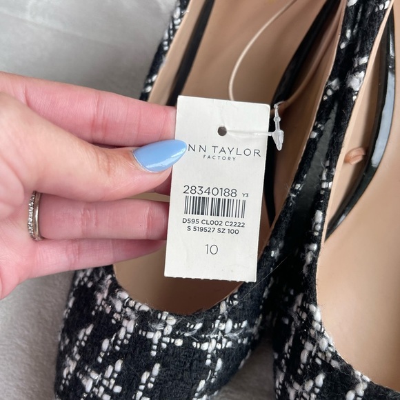 Ann Taylor Factory Houndstooth Black and White Formal Platform Heels Size 10 - Picture 6 of 6